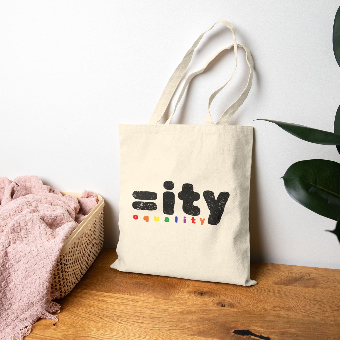 Rainbow Equality Cotton Canvas Tote Bag - Natural