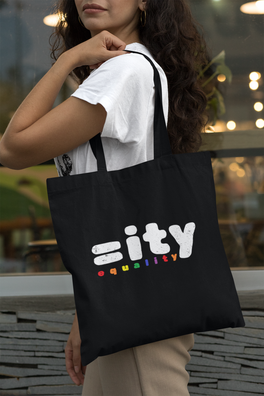 Rainbow Equality Cotton Canvas Tote Bag - Black