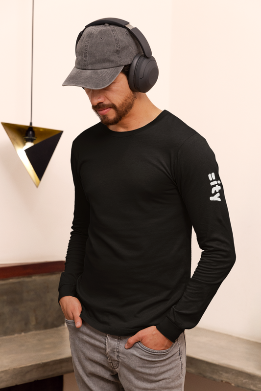 Unisex Long Sleeve Tee with =ity sleeve detail