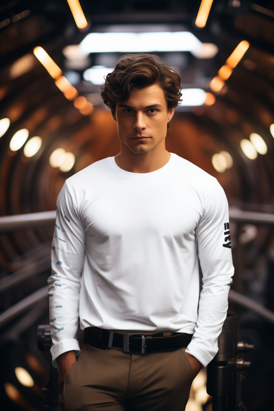 Unisex Long Sleeve Tee with =ity sleeve detail