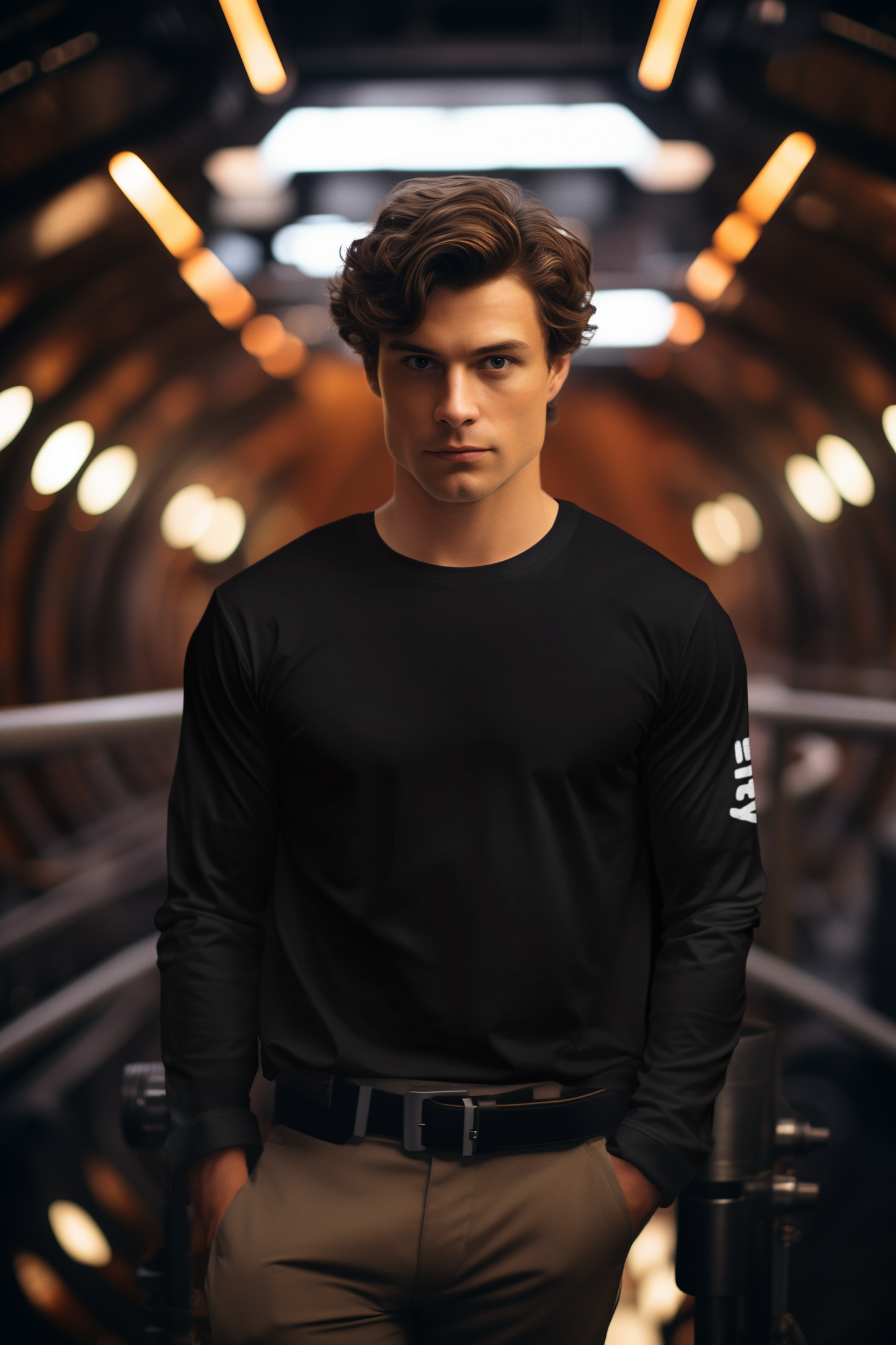 Unisex Long Sleeve Tee with =ity sleeve detail