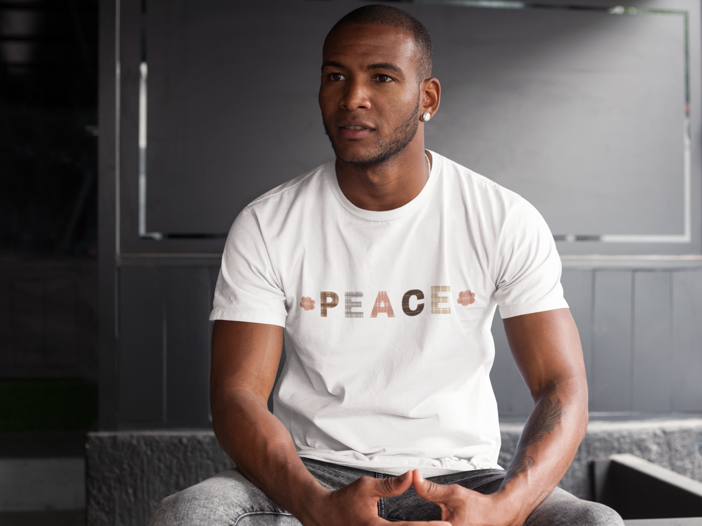 Unisex Short Sleeve Tee with message of Peace