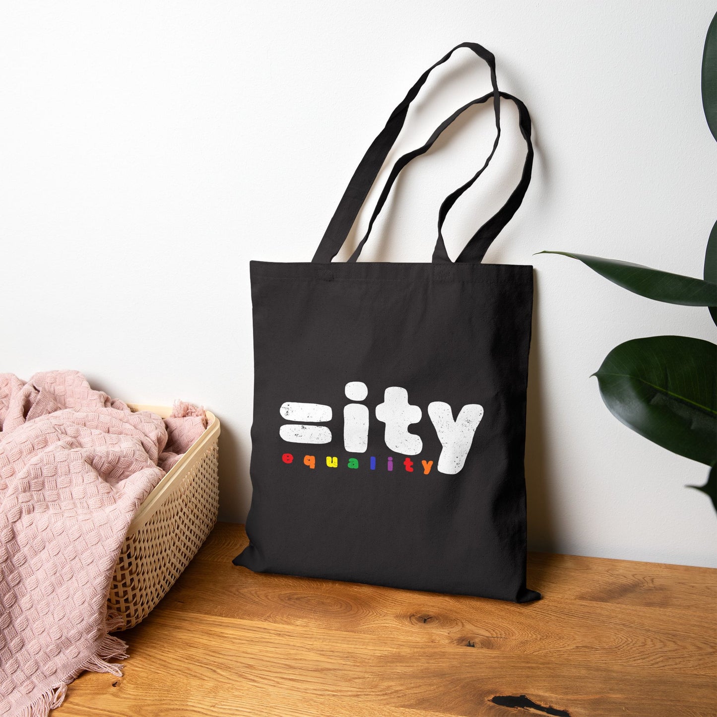 Rainbow Equality Cotton Canvas Tote Bag - Black