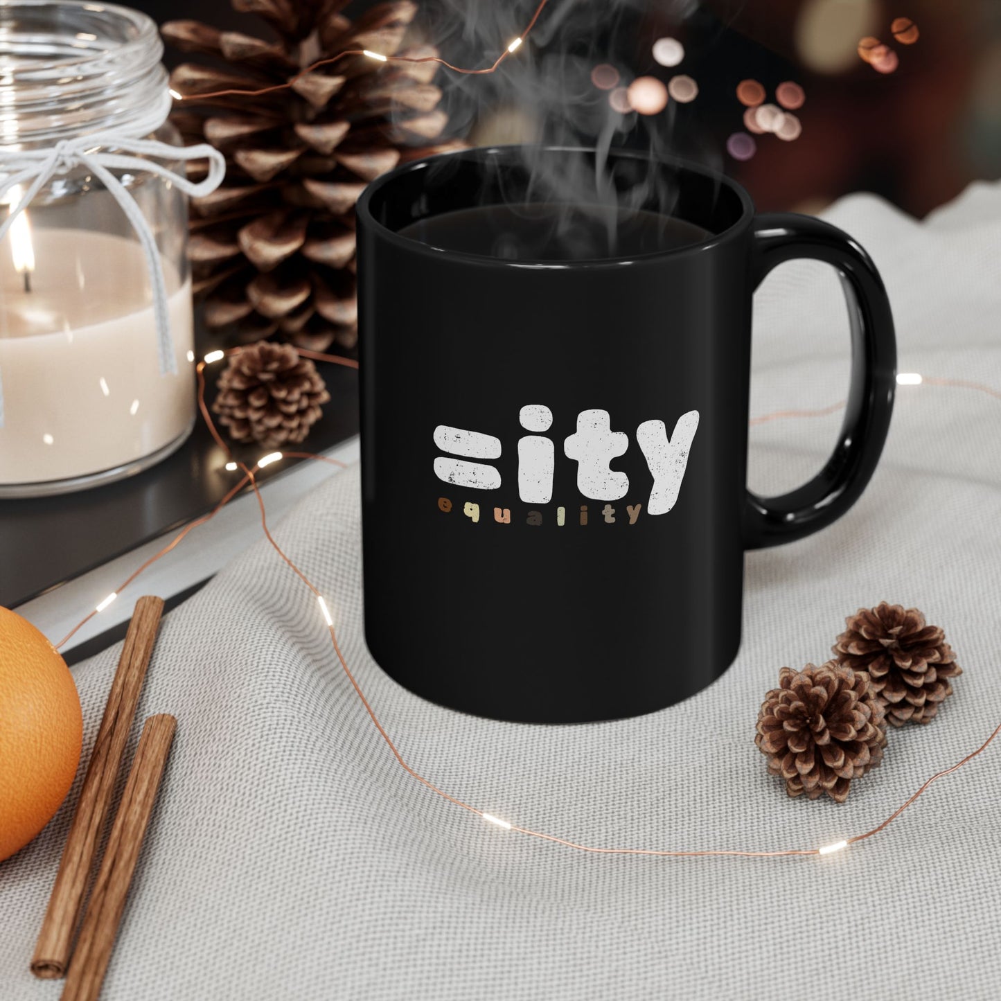 World Equality Black Mug - 11oz