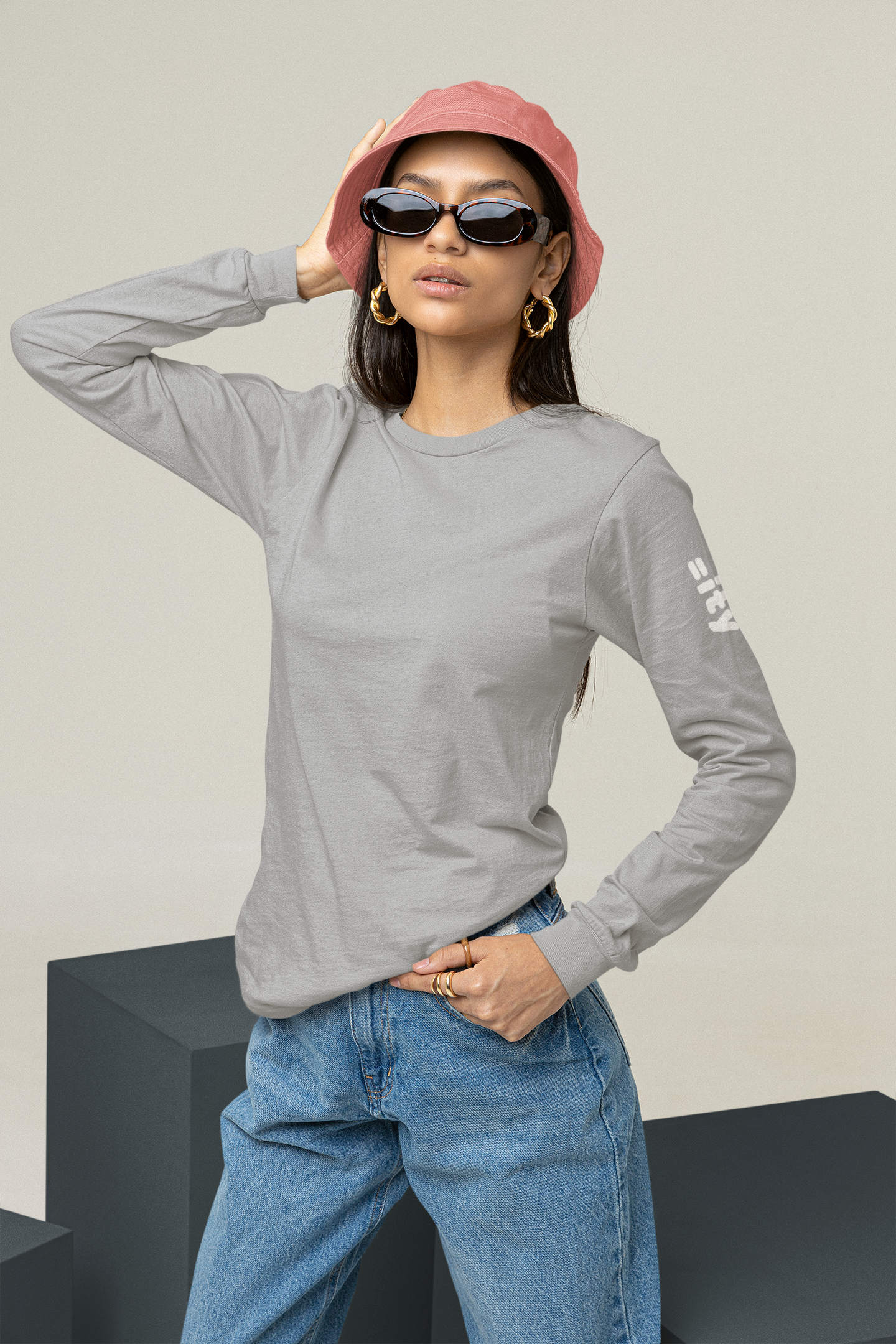 Unisex Long Sleeve Tee with =ity sleeve detail