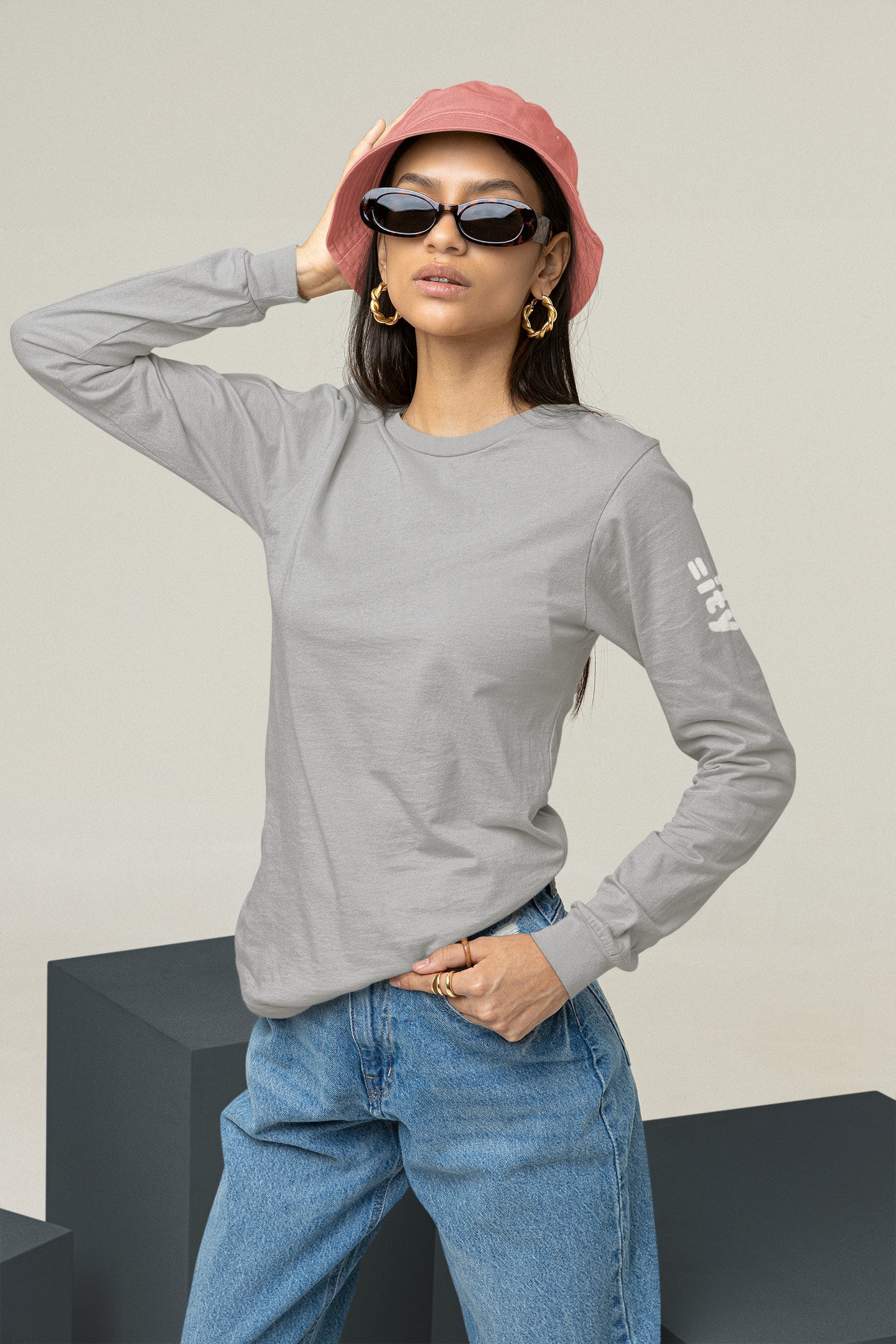 Unisex Long Sleeve Tee with =ity sleeve detail